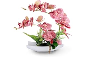 RERXN Fiori artificiali decorativi Real Touch per orchidee bonsai,con imitazione di porcellana vasi da fiori Phalaenopsis per decorazioni domestiche (Purple)