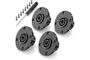 Jumwa 4Pack 4 Pole Spinotto per altoparlanti Spina Speakon Twist Lock femmina per montaggio a pannello in Rotondo Compatibile con Neutrik Speakon NL4MP, NL4MPR, NL4FC, NL4FX, NLT4X, serie NL4, NL2FC