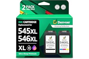 Denvoer PG-545XL CL-546XL Cartouche d'encre Remplacement pour Cartouche Canon 545-546 XL pour Pixma TS3350 TS3450 TS3451 TS3452 TS3150 TR4650 MG2550S MG2950 MG3050 MX495 (Noir, Couleur)