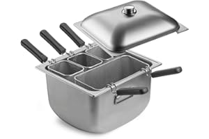 PINTI INOX Cuocipasta Completo in Acciaio Inox per Induzione A 4 Settori, Diametro 70X38 Cm