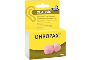 ‎OHROPAX OHROPAX Classic Ohrstöpsel – VOR-Ohr-Stöpsel zum Schutz vor Lärm, Nässe und Wind – aus formbarem, anschmiegsamen Wachs – bequem und für alle Ohren geeignet – Schalldämmwert SNR 21 dB – 20 Stück