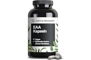 ‎NATURAL ELEMENTS natural elements EAA Kapseln hochdosiert – 300 Kapseln – 8 essenzielle Aminosäuren – vegan, ohne unnötige Zusätze – in Deutschland produziert & laborgeprüft