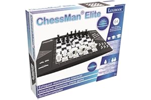 Lexibook ChessMan® Elite Echiquier Electronique Interactif, 64 niveaux de difficulté, diodes lumineuses, à piles ou adaptateur 9V, noir/blanc, CG13002,2joueurs