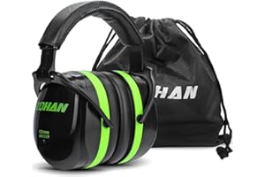 ZOHAN 012 Cuffie Antirumore Lavoro, Cuffie Insonorizzanti Facilmente regolabile Pieghevole, SNR 34 dB per Falciatura, Costruzione,Aereo, Falegnameria - Verde