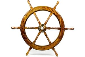 Nagina International Natural Wood Premium Pirate's Boat Ship Wheel (16 Inches)