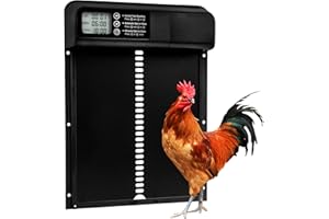 Seutgjie Automatic Chicken Coop Door with Timer Manual Mode LCD Display Anti-Pinch Design Aluminium Alloy Chicken Door Battery Operated