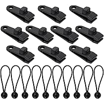 Set 36 Pezzi Ganci Per Teloni Gentpovth - Clip Per Tende, Corde Elastiche E Moschettoni Per Campeggio