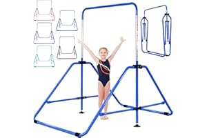 MARFULA Upgrade Foldable Gymnastic Bar with Mat for Kids Ages 3-12, 200 lbs Weight Capacity, Gymnastic Kip Bar Horizontal Bar for Kids, Gymnastic Training Equipment for Home and Gym Center Use