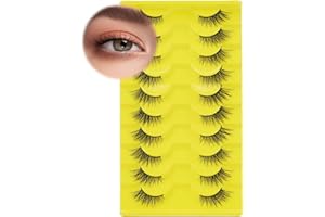LZM Demi Faux Cils Naturel 10 Paires Bande Fine Cils Œil de Chat Cils Cateye Fait à La Main Réutilisable Faux-Cils Doux et Court Faux Cil Cat Eye Lashes Natural Half Lashes 3D Effect (QX09)
