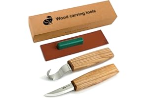 BeaverCraft S01 Wood Spoon Carving Knives Set Spoon Making Tools Kit Whittling Knife Hook Knife Right-Handed Bowl Cup Kuksa for Beginners Woodworking Professional Wood Carving Kit (S01)