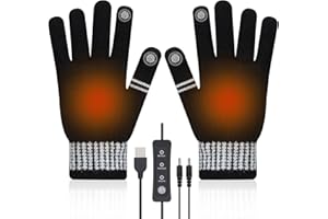 Victop Guanti Riscaldati USB per Uomo Donna Caldi Guanti Riscaldanti Invernali Guanti in maglia Touchscreen a Dita Intere per Laptop 3 Temperature Regolabili Scaldamani per Interni ed Esterni