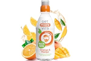 Get More Vits - Kids Multi Vits Orange & Mango Still Flavoured Spring Water (330ml x12), Natural, Sugar-Free, Low-Calorie, Stronger Immune System, Healthy Bones, Teeth & Muscles, Vegetarian