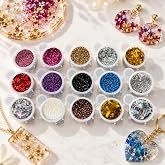 Epoksi Re&ccedil;ine 15 Adet Glitter Sim Set Tırnak S&uuml;sleme Seti Kalıcı Oje Holografik Karışık SET A6