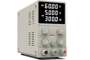 Labornetzteil, Jesverty Labornetzteil DC Regelbar Netzgerät(60 V, 5 A) mit hochpräzisem 4-stelligem LED-Display, 5 V/2 A USB-Port-Testleitungsausgang, grobe und feine Einstellungen