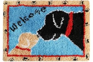 ROCKY&CHAO Latch Hook Rug for Knotting Yourself, Latch Hook Kit, Self-Knotting Set for Children and Adults (Labrador) 60 x 40 cm