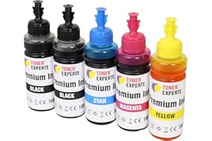 TONER EXPERTE® 5 x 100 ml (1 SET + 1 NERO) Universale Ricarica Inchiostro sostituire per CANON HP BROTHER LEXMARK DELL RICOH compatibili per Cartucce e sistema CISS | Alta Qualità