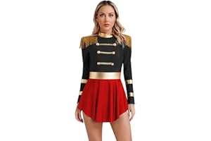 Nyeemya Disfraz de Domadora de Circo para Mujer Ringmaster Vestido Lentejuelas de Danza Fiesta Cosplay Showman para Halloween Carnaval Navidad Dress Up