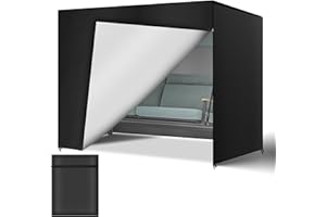 AOOWU 3 Seater Garden Swing Seat Cover, Waterproof Heavy Duty Oxford Fabric Swing Chair Covers, Windproof Anti-UV, Large Outdoor Garden Hammock Cover with Zips, 210x150x150cm, Black