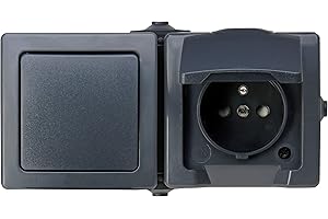 Kopp 134515005 Nautic 2-fach MSK-Kombination Surface-Mounted Combination, Charcoal, waagerecht