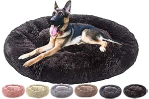 Haoye Cama calmante para Perros y Gatos, Felpa Deluxe Plush Redonda Cama calmante, Suave Cómodo Calmante, Cama Redonda para Mascotas, para Gatos Perros Pequeños - Negro Ø 60cm