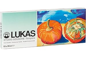 NERCHAU LUKAS STUDIO GOAUCHE - Künstler-Gouache in Premium-Qualität - Starter-Set T12 mit 12 x 20 ml Aluminiumtuben im Kartonetui, Orange