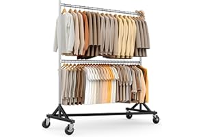 HOKEEPER Kommerzieller Kleiderständer mit Z-Ständer, Tragkraft 250 kg, robuster Schwerlast-Garderobenständer, verstellbarer Kleiderstange auf Rollen zum Aufhängen