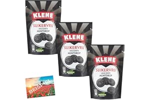 HOLLAND-BOX BY VRIENS Klene Muntdrop Lakritztaler Lot de 3 sachets de 100 g de réglisse sans sucre provenant des Pays-Bas sans sucre I réglisse douce des Pays-Bas I Lakritz-Taler I Licorice néerlandaise I Holland-Box by