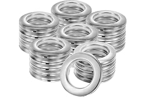 M METERXITY 25er-Pack Vorhangösen, 1-9/16" Innendurchmesser Kunststoff Vorhangringe Clip Ösenringe Nanoscale Low Noise Roman Ring für Fenster/Stoff, Heimvorhänge Ösen [Glanz Silber]