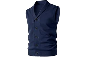 Harbrosrce Gilet da Uomo Collo a Scialle Maglione Classico Maglia Cardigan Senza Maniche Maglieria con Bottone