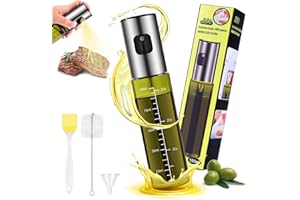 Zanfqvo Oil Sprayer for Cooking - Oil Spray Bottle Special Green UV Protection Glass - Professional Oil Spray 100% BPA Free - for Grilling, Salad, Baking