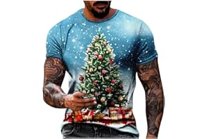 Christmas T-shirts for Men HJHGJ Blue Snowman Merry Christmas Short Sleeve O-Neck Tops Modal Soft Comfortable Wrinkle-free Tee Shirts Slim-fit Lightweight Thin Funny Novelty Fashion Polos