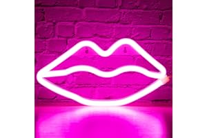 XIYUNTE Lip Neon Light Sign - USB or Battery Powered Lip Neon Signs for Wall Art Decor, Pink Lip Led Signs for Bedroom, Girls Room, Kids Room, Party, Valentine's Gift