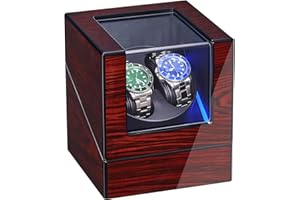 ANWBROAD Watch Winder, Scatola Carica Orologi Automatici e Meccanici per 2 Orologi da Polso, Ultra-Silenzioso di Lusso, Luce a LED Motore Mabuchi 4 Modalità, JWW001Y
