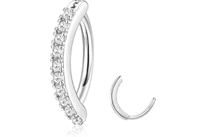 JeryWe 14G Clicker Piercing Nombril Anneau pour Femmes Acier Inoxydable CZ Opal Amour Ensemble Piercing Ventre Anneaux de Nombril à Courbe Inversée