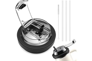 Wozzies Coperchio Ermetico 40oz per Stanley Cup, Coperchio Sigillato per Stanley Tazza 40oz con 3 x Cannucce e 1 x Spazzola per Canucce, Coperchi di Sostituzione Rimovibile e Riutilizzabile (Nero)