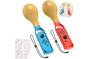 FYOUNG Switch Controller Hand Grips, Samba Maracas Game Hand Grips for Samba de Amigo: Party Central, Sand Hammer Hand Grip Compatible with Nintendo Switch/OLED Joy Con, Red & Blue(2 Pack)