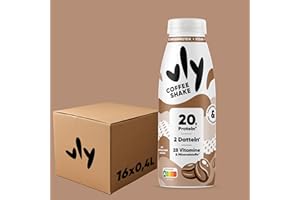 ‎VLY vly Coffee 400 ml Flasche - Veganer Kaffee Drink + 20g Protein ohne Zuckerzusatz | Proteinreich & kalorienarm aus Pflanzenprotein Kaffeedrink Milchalternative Eiweiß Proteindrink