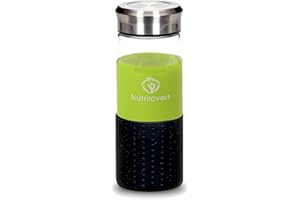 ‎NUTRILOVERS Nutrilovers Slow Juice Juice Glass Bottle to Go - Freeze-proof Glass Drinking Bottle Made of Robust Borosilicate Glass (BPA Free & Taste-Neutral), 450 ml