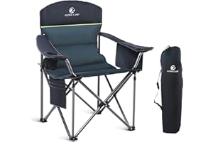 ‎LET'S CAMP LET'S CAMP Campingstuhl Klappstuhl Faltbar Übergroßer Angelstuhl mit Getränkehaltern Kühltasche Faltstuhl Outdoorstuhl bis 200kg