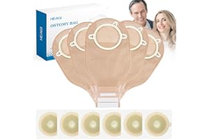 Heagimed 22pcs Ostomy Supplies, 2 Piece Stoma Bags, Two-Piece Drainable Stoma Pouches with Closure for Ileostomy Stoma Care, Cut-to-Fit, 70mm Max (16 x Ostomy Bags+ 6 x Skin Barrier）