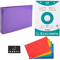 Lot Classeur Fiches + 100 Fiches Bristol + 4 Intercalaires + Index - Bleu Foncé