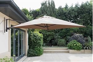 Norfolk Leisure Wall Mounted Square Cantilever Parasol 2x2m - Taupe