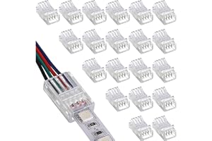 RUNCCI-YUN 20 st 4-stifts 10 mm RGB 5050 LED-remsanslutning LED-band ljus snabbkontakt lödlösa SMD 5050