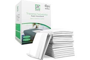 R MOVE 40 traverse letto 60x90 cm per Bambini ed Anziani, traversine neonato fasciatoio, teli monouso, traversa, telini igienici usa e getta, traversina cambio pannolino (60x90cm (Confezione da 40))
