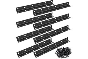 MIGUBIGU 8 pezzi Connettori Angolari a Forma di L Nero 275 x 27 x 27MM, 90 Gradi Staffa Angolare in Acciaio Inox con 96 Viti, Staffa a L Giunzione per Rinforzi, Riparazioni, Tavoli, Armadi, Mobili