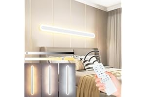 ZTWLEED Aplique Pared Interior Regulable,44W Lampara de Pared LED Moderna con Mando a Distancia de 2.4GHz para Sala de Estar Pasillo Escaleras Apliques Pared Dormitorio,120CM Blanco 110-240V