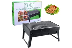 HZSZJMN BBQ Grill, 43CM Length Barbecue Grill, Portable Charcoal Grill Outdoor Cooking Camping Picnic Grill Suitable for Picnic Garden Terrace Camping Travel-Large