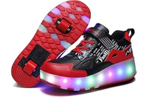 Aizeroth USB Ricarica LED Luci Brillantini Skateboard Scarpe Sportive con Rotelle Retrattile Sneakers Outdoor Multisport Luminose Running Calzature da Ginnastica per Bambini Ragazze e Ragazzi