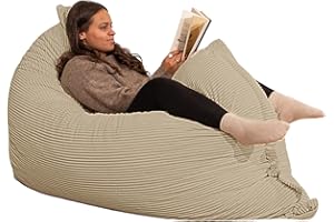 bananair - Pouf Poltrona a Sacco - Imbottitura in Schiuma, Molto Confortevole - Tessuto Morbido, Velluto a Coste - Fodera Lavabile - Pouf Divano Gigante (180 x 140 cm, Beige)