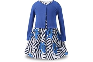 BONNY BILLY Ensemble Fille 2 Pièces Cardigan Gilet Manches Longues + Robe Imprimé Fleurs sans Manches
